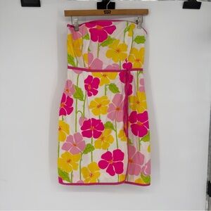 Vintage Lilly Pulitzer White Floral Sleeveless Mini Dress Sz 4